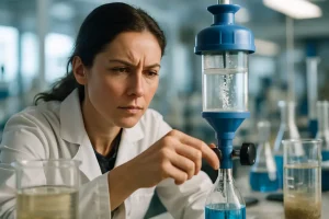 Seawater Uranium Extraction equipment tested near a calm marine research platform
